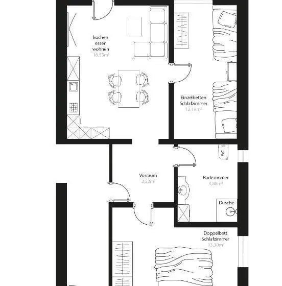 バルコニー付き１ベッドルームアパートメント, Albert'n Haus