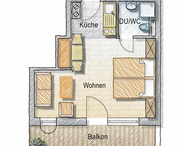 バルコニー付き1ベッドルームアパートメント, Alp Chalet