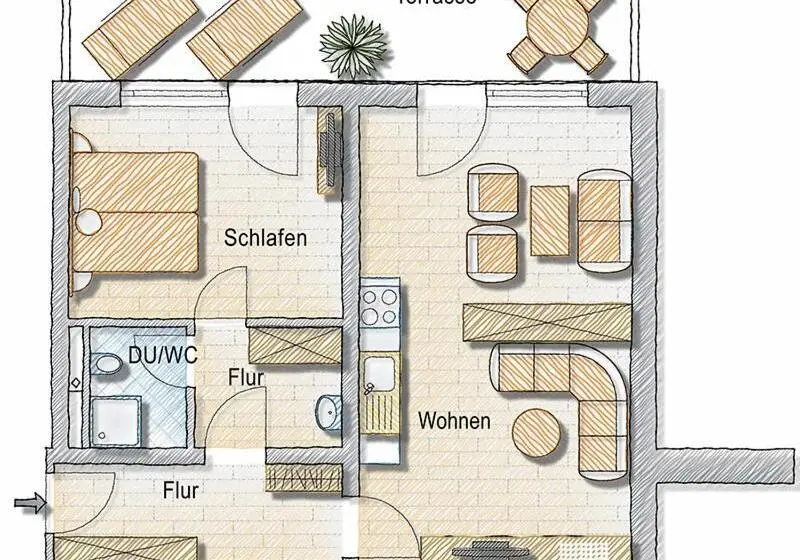 テラス付き1ベッドルームアパートメント, Alp Chalet