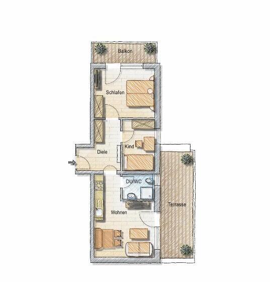 침실 2개 아파트, Alp Chalet