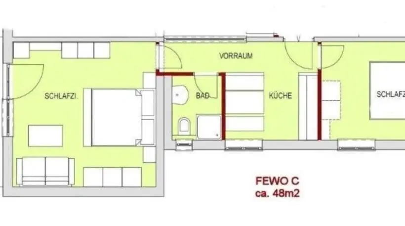 Huoneisto 2 Makuuhuonetta, Pension Strauß